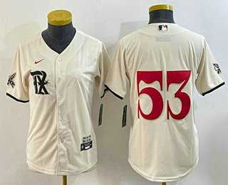 Women%27s Texas Rangers #53 Adolis Garcia Cream 2023 City Connect Cool Base Stitched Jersey